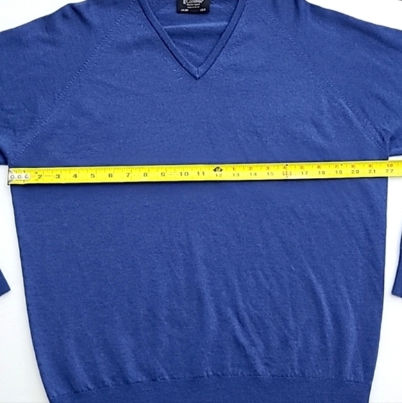 Glenbrae Men's Blue Merino Spirol V Neck Pullover Sweater  Made in UK Size Small - Picture 12 of 13